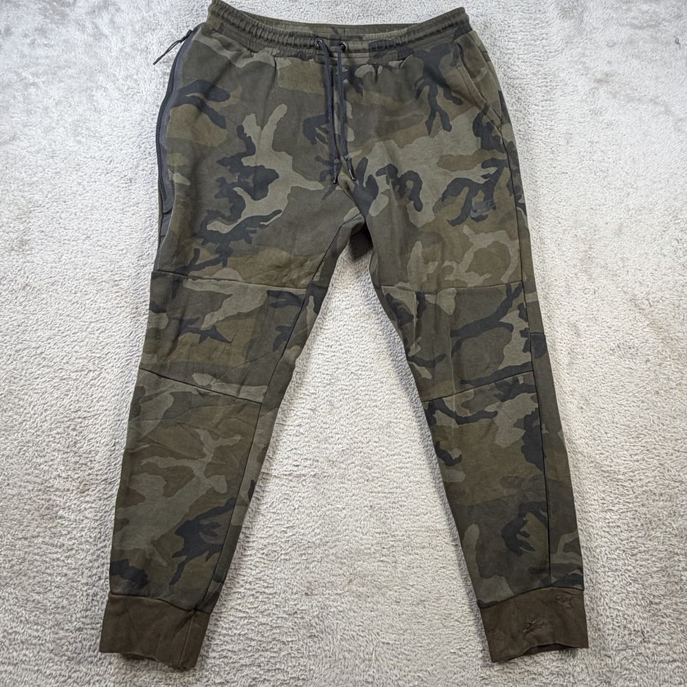 Nike Tech Fleece Joggers Mens XL Green Camo Drawstring Sweatpants Gym Active